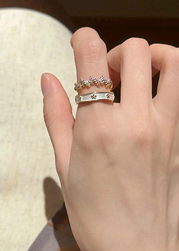 Mor Payetli Bohem Nakışlı Kadın Yüzük Seti - Görsel 2