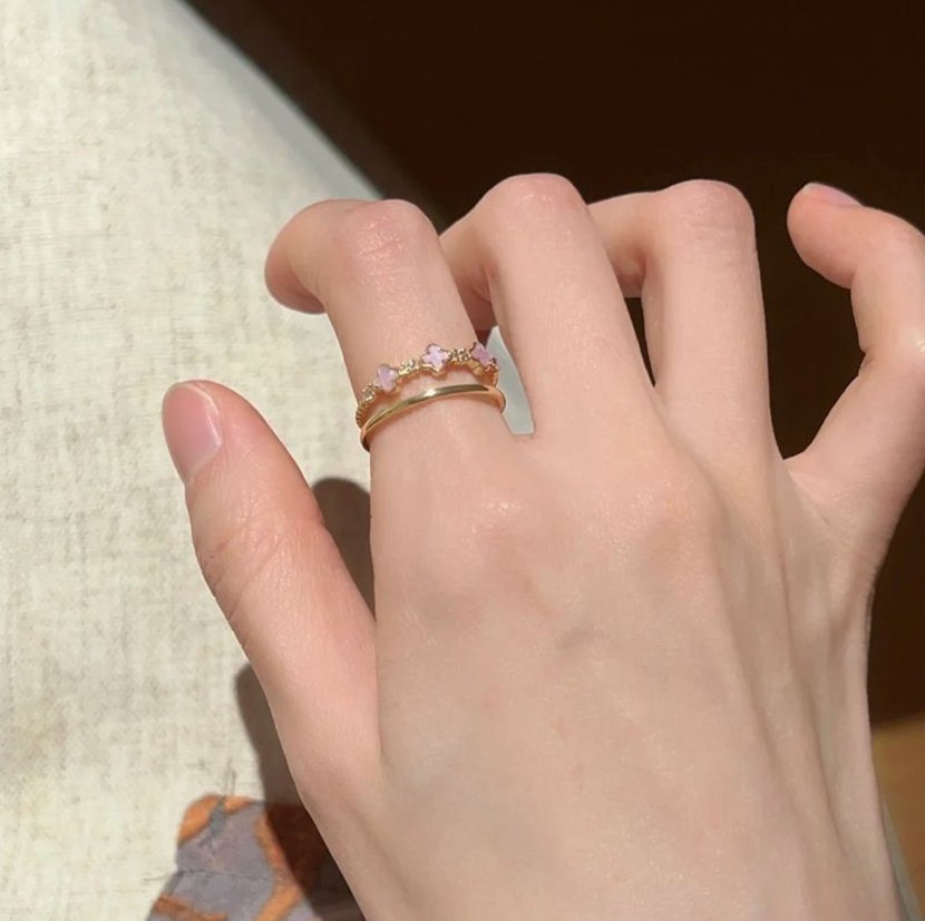 Mor Payetli Bohem Nakışlı Kadın Yüzük Seti - Görsel 5