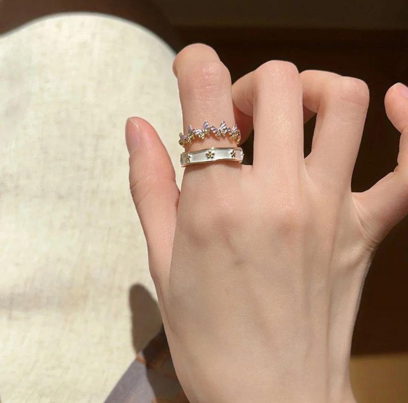 Mor Payetli Bohem Nakışlı Kadın Yüzük Seti - Görsel 2