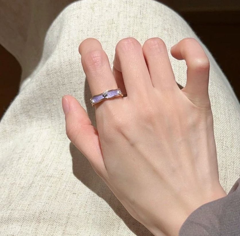 Mor Payetli Bohem Nakışlı Kadın Yüzük Seti - Görsel 4