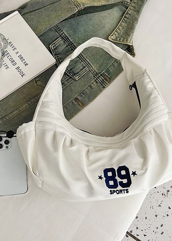 Beyaz Baskılı Spor Kadın Çanta - Görsel 5