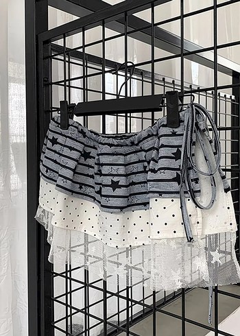 Nakışlı Gri Denim Midi Kadın Etek - Görsel 2