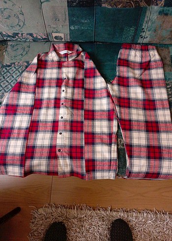 Kırmızı Ekose Erkek Pijama Takımı - Görsel 2