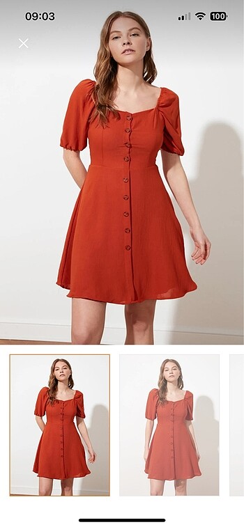 Trendyol & Milla Kiremit rengi mini elbise
