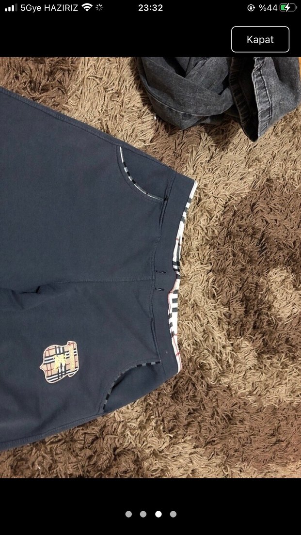 Düğmeli Nakışlı Gri  şort - Görsel 2