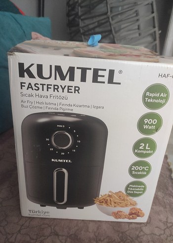 Kumtel 2L Siyah Hava Fritözü 900W