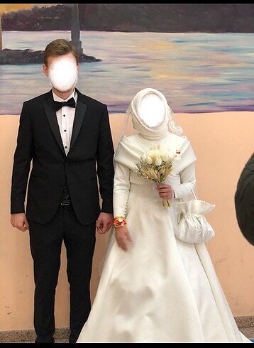 Sade Şık Tesettür Gelinlik - Görsel 4