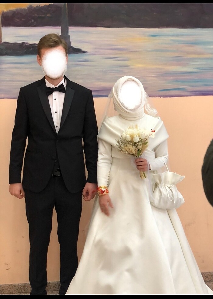 Sade Şık Tesettür Gelinlik - Görsel 4