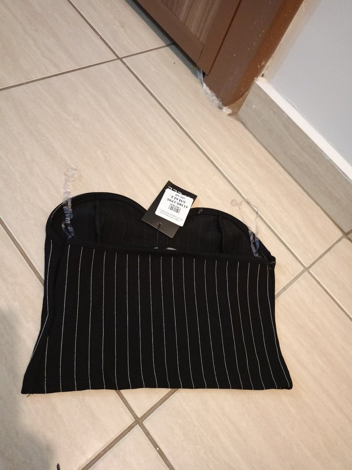 Çizgili Pilili Siyah Midi büstiyer - Görsel 4