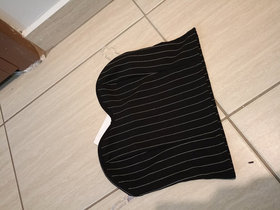 Çizgili Pilili Siyah Midi büstiyer - Görsel 2