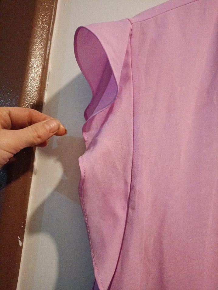 Pembe Kısa Kollu Fırfırlı Kadın elbise - Görsel 3