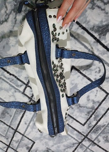 Sokak Stili Beyaz Deri Kadın Çanta - Görsel 4