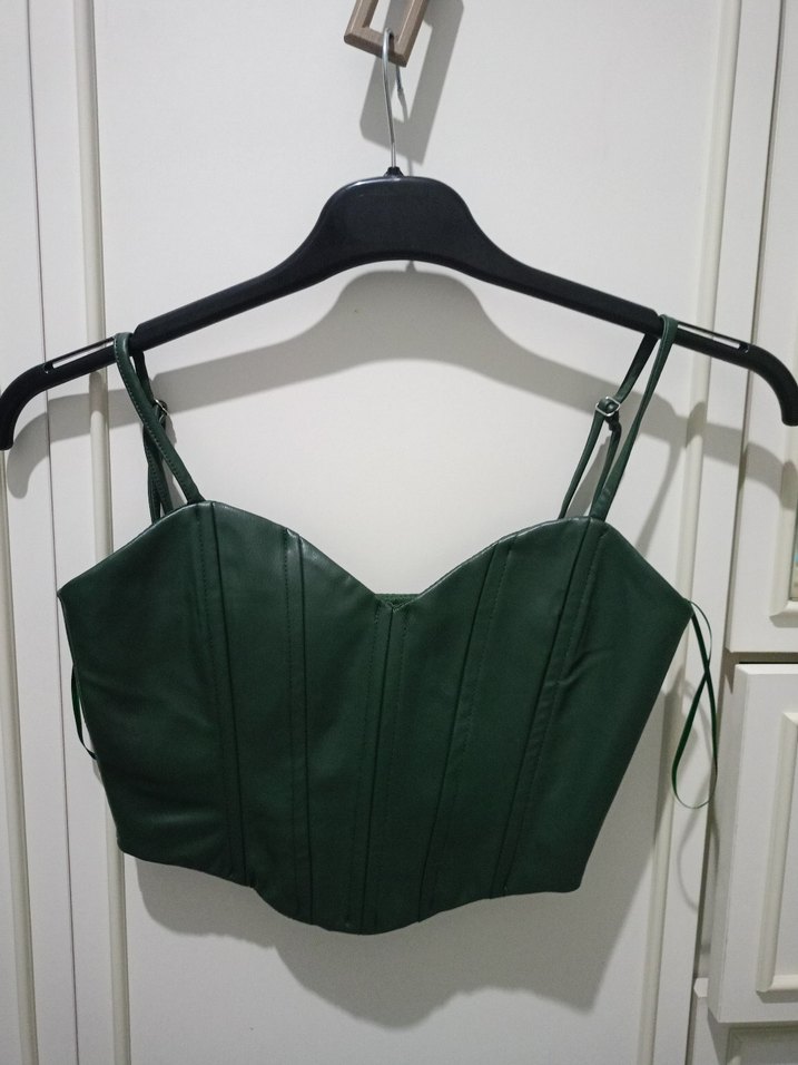 Yeşil Yılan Desenli Mini Straplez Büstiyer - Görsel 5