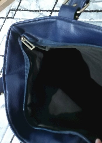 Mavi Deri Tokalı Punk Tarzı Kadın Çanta - Görsel 2