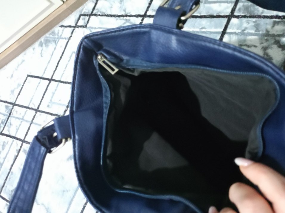 Mavi Deri Tokalı Punk Tarzı Kadın Çanta - Görsel 2