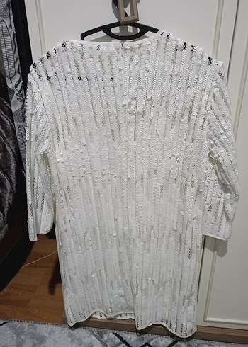 Beyaz Triko Midi Elbise - Görsel 3