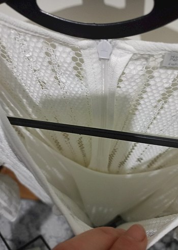 Beyaz Triko Midi Elbise - Görsel 2