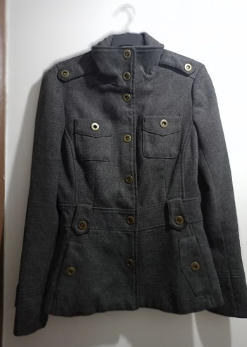 Gri Düğmeli Kadın Ceket - Görsel 3