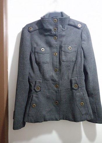 Gri Düğmeli Kadın Ceket - Görsel 2