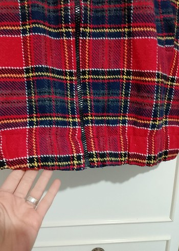 Kırmızı Ekose Desenli Kadın Midi Kaban - Görsel 4