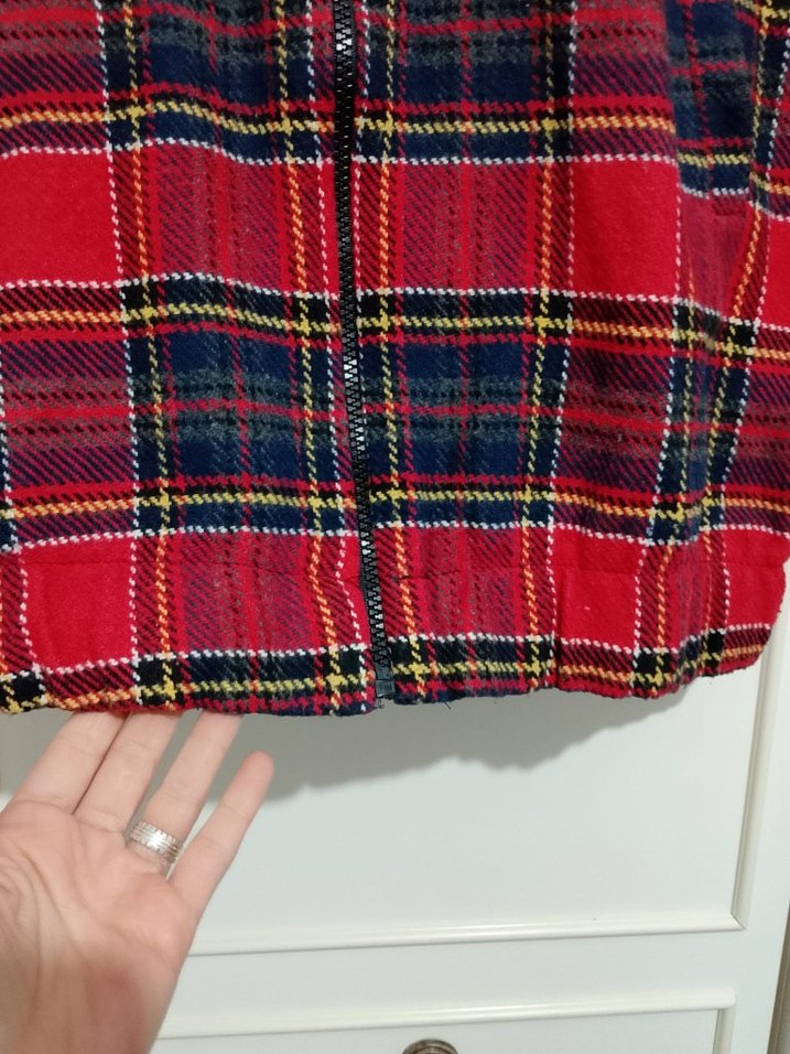 Kırmızı Ekose Desenli Kadın Midi Kaban - Görsel 4