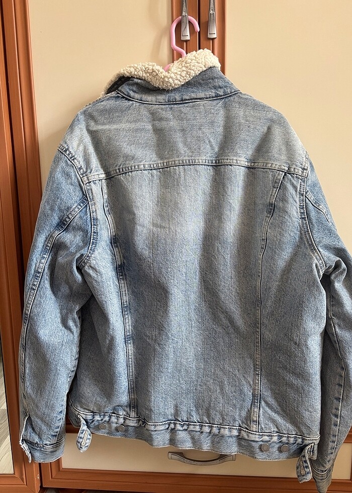 Erkek içi kürklü kot ceket - Görsel 2