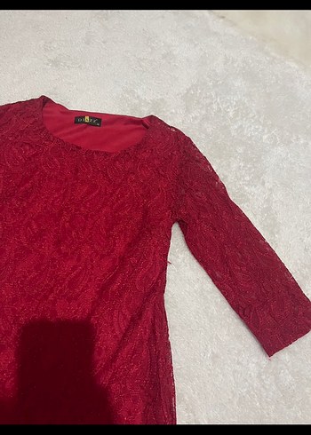 Diğer Bordo Dantel Uzun Kollu Kadın Abiye Elbise