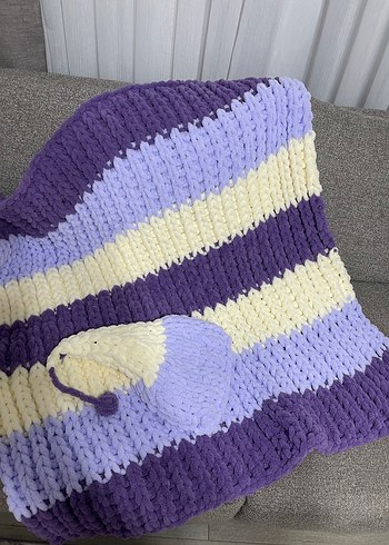 Pastel Mor Örgü Bebek Battaniyesi - Görsel 2