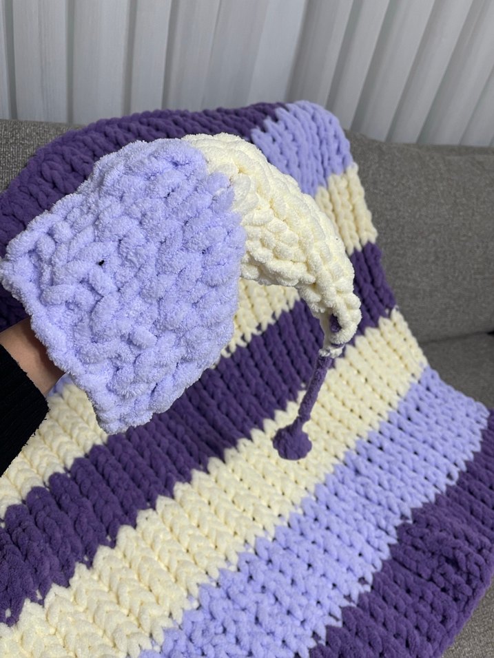 Pastel Mor Örgü Bebek Battaniyesi - Görsel 3