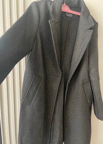 Stradivarius Siyah Yun Gorunumlu Kaban