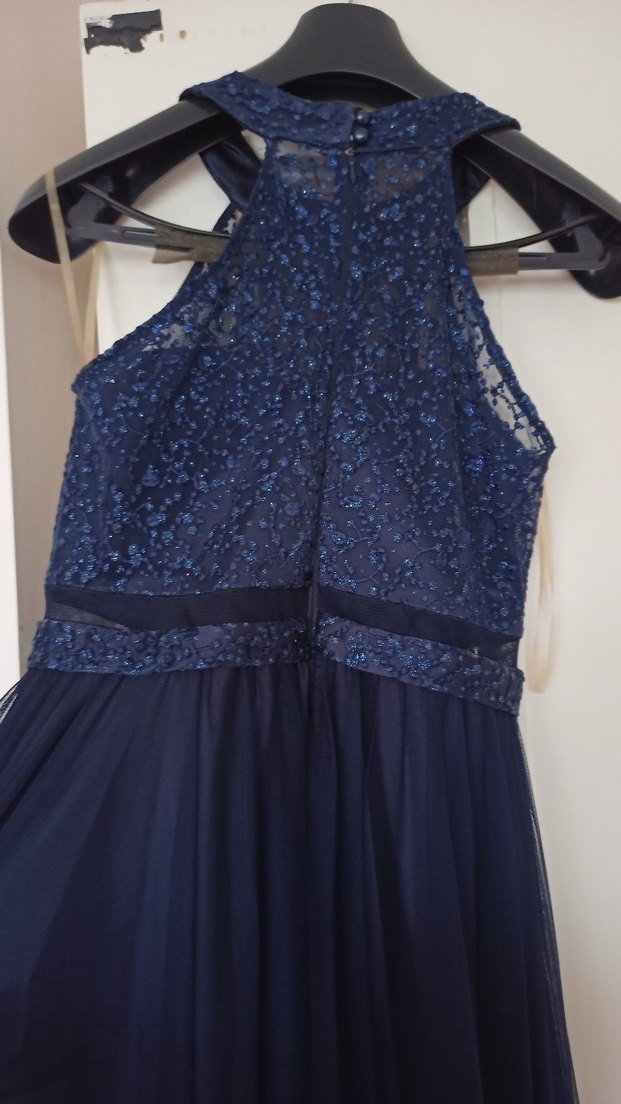 Drapeli Lacivert Uzun Abiye Elbise - Görsel 5