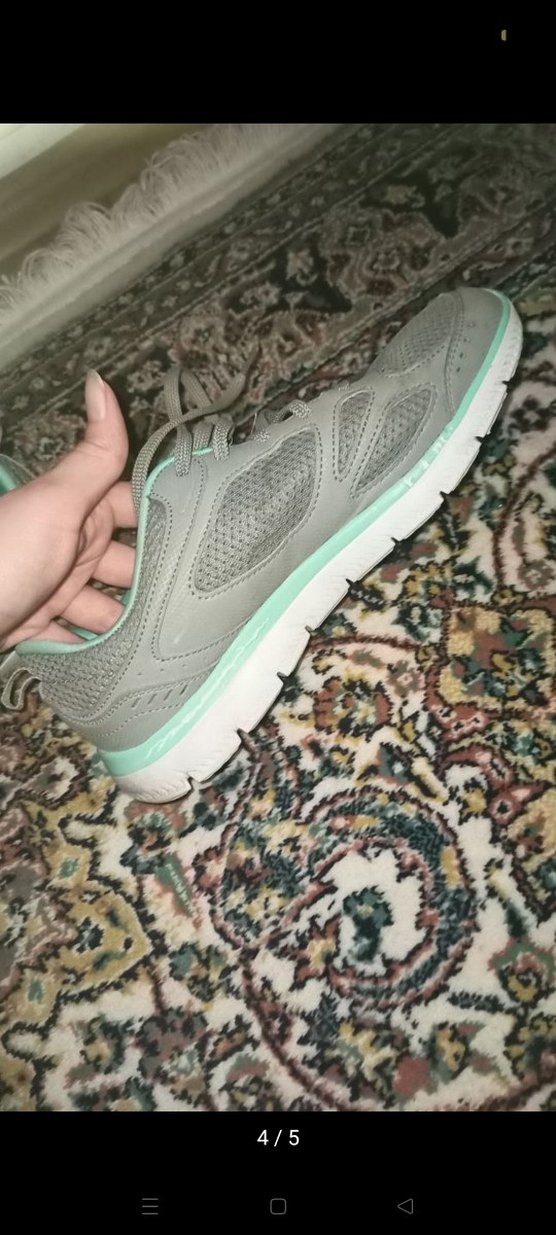 Gri Bağcıklı Sketchers Spor Ayakkabı - Görsel 4