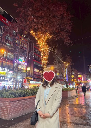 Krem Rengi Uzun Kadın Kaban - Görsel 2