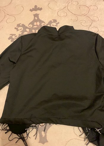 Zincir Detaylı Siyah Mini Balıkçı Yaka Bluz - Görsel 3