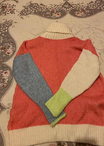 Renkli Triko Boğazlı Kadın Kazak - Görsel 2