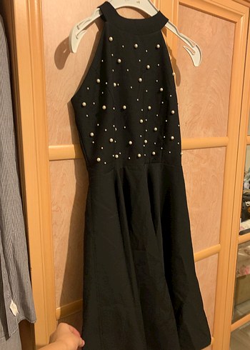 Uzun Siyah Boncuk İşlemeli Abiye Elbise - Görsel 2