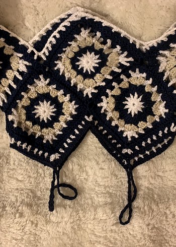 Nakışlı Kadın Örgü Crop Top - Görsel 2