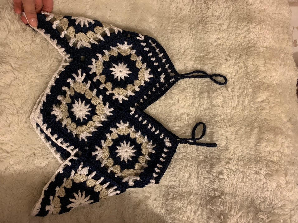 Nakışlı Kadın Örgü Crop Top - Görsel 3