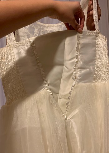 Dantelli Midi Beyaz Mini Gelinlik - Görsel 3