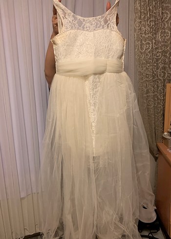 Dantelli Midi Beyaz Mini Gelinlik - Görsel 2