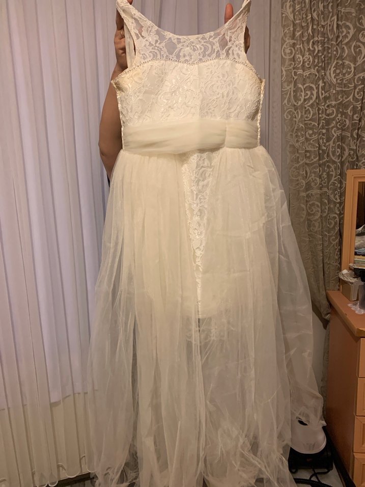 Dantelli Midi Beyaz Mini Gelinlik - Görsel 2