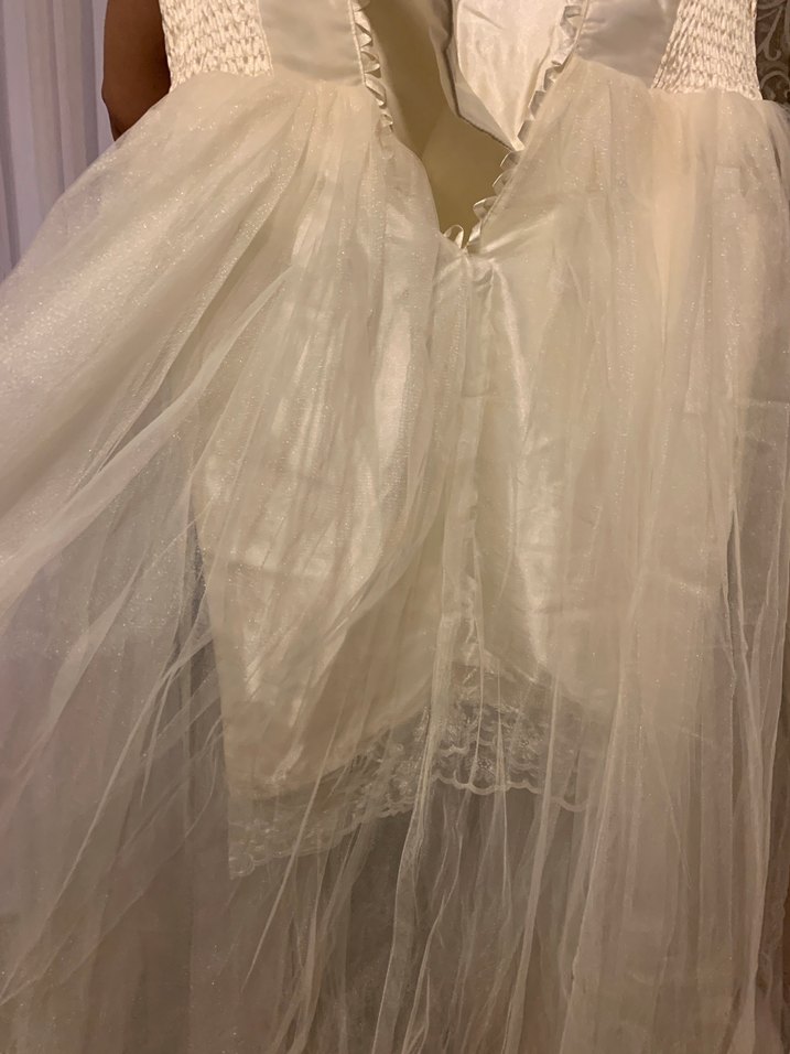 Dantelli Midi Beyaz Mini Gelinlik - Görsel 4