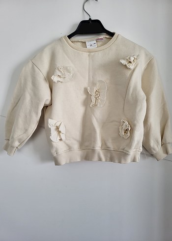Kız Çocuk Bej Nakışlı Sweatshirt