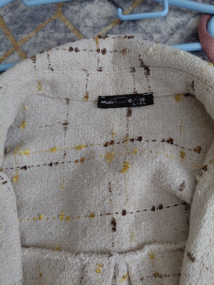 Düğmeli Gri Keten Uzun Kollu Kadın Gömlek - Görsel 2