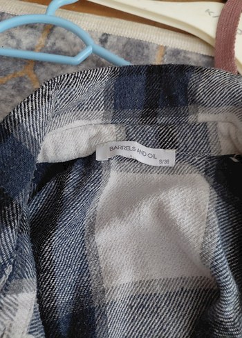 Gri Ekose Desenli Rahat Kesim Kadın Gömlek - Görsel 2