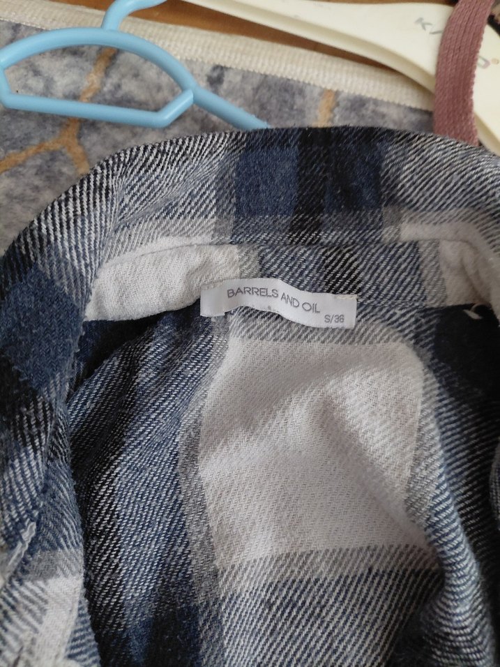 Gri Ekose Desenli Rahat Kesim Kadın Gömlek - Görsel 2