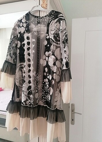 Krem siyah tunik