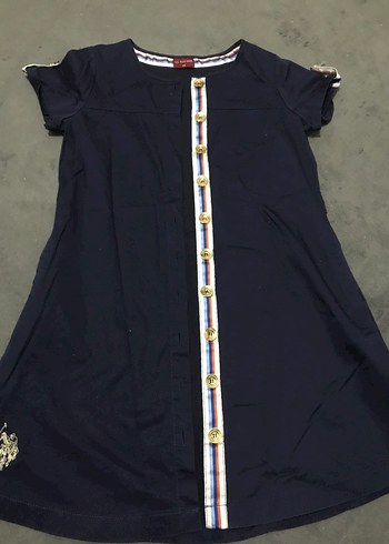 Düğmeli Uzun Kollu Mavi Çocuk elbise - Görsel 3