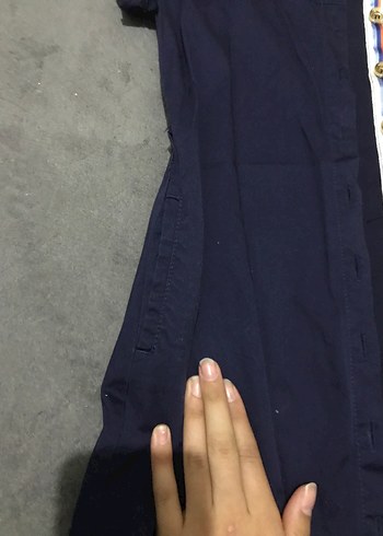 Düğmeli Uzun Kollu Mavi Çocuk elbise - Görsel 5