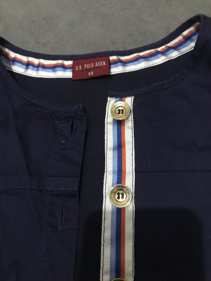 Düğmeli Uzun Kollu Mavi Çocuk elbise - Görsel 4